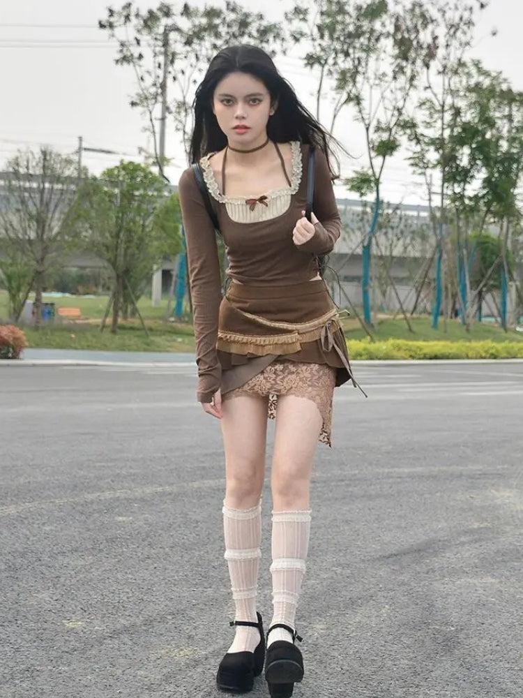 Stylish Work Outfits, Outfit Summer Ideas Fairycore Patchwork Mini Skirt Stylish Work Outfits, Outfit Summer Ideas Fairycore Patchwork Mini Skirt