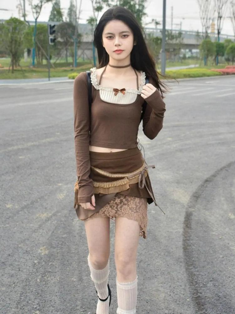 Stylish Work Outfits, Outfit Summer Ideas Fairycore Patchwork Mini Skirt Stylish Work Outfits, Outfit Summer Ideas Fairycore Patchwork Mini Skirt