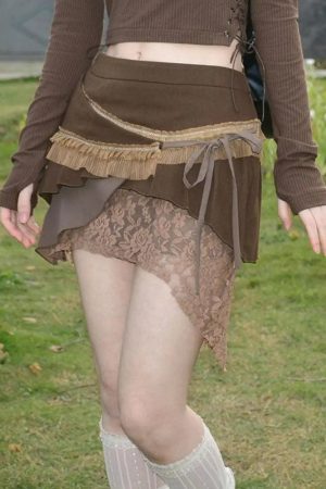 Stylish Work Outfits, Outfit Summer Ideas Fairycore Patchwork Mini Skirt