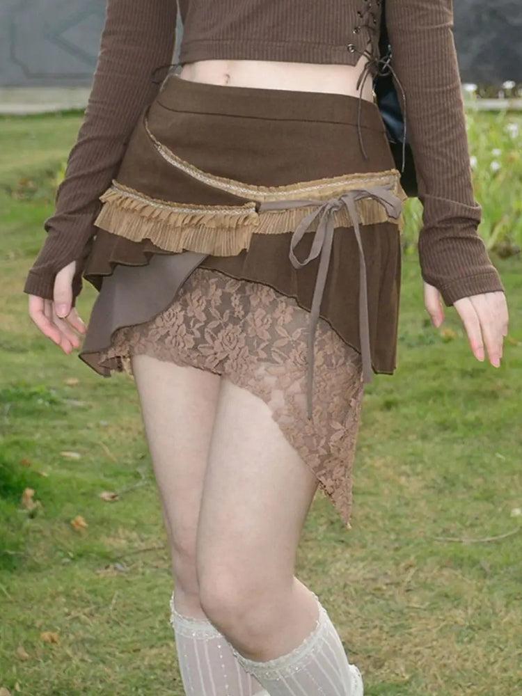 Stylish Work Outfits, Outfit Summer Ideas Fairycore Patchwork Mini Skirt Stylish Work Outfits, Outfit Summer Ideas Fairycore Patchwork Mini Skirt