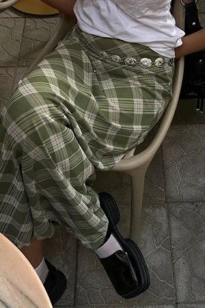 Stylish Work Outfits, Outfit Summer Ideas Fairycore Plaid Maxi Skirt