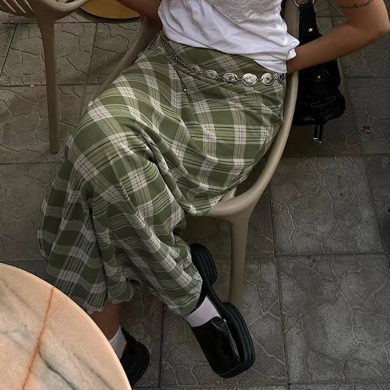 Stylish Work Outfits, Outfit Summer Ideas Fairycore Plaid Maxi Skirt Stylish Work Outfits, Outfit Summer Ideas Fairycore Plaid Maxi Skirt