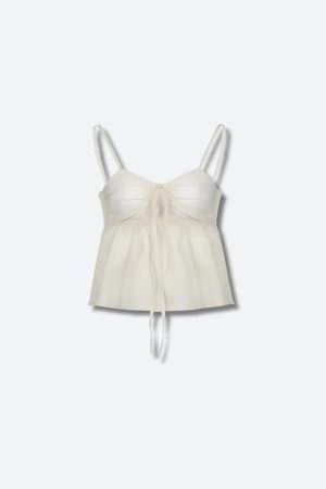 Stylish Work Outfits, Outfit Summer Ideas Fairycore Ruched Bust Lace Up Top