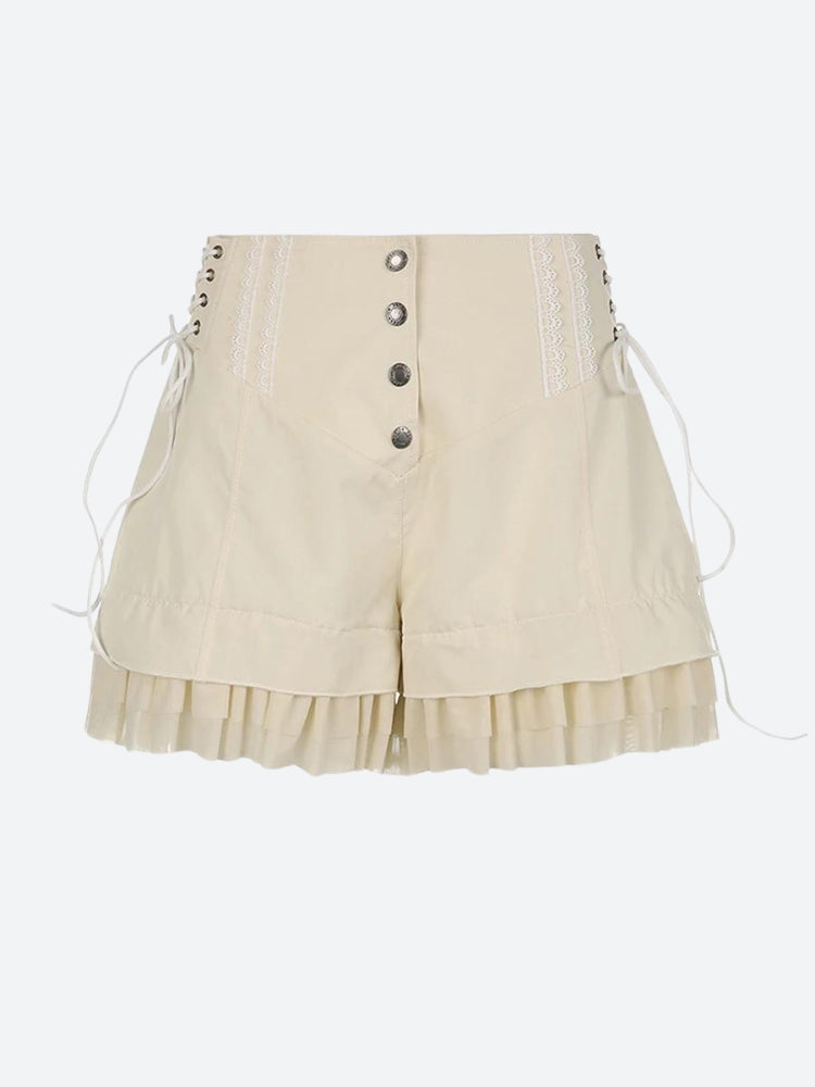 Stylish Work Outfits, Outfit Summer Ideas Fairycore Ruffled Lace Up Shorts Stylish Work Outfits, Outfit Summer Ideas Fairycore Ruffled Lace Up Shorts