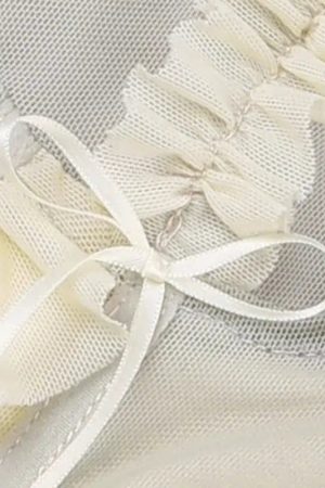 Stylish Work Outfits, Outfit Summer Ideas Fairycore Ruffled Mesh Corset Top