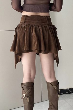 Stylish Work Outfits, Outfit Summer Ideas Fairycore Suede Mini Skirt