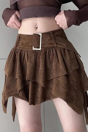 Stylish Work Outfits, Outfit Summer Ideas Fairycore Suede Mini Skirt