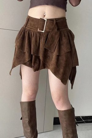 Stylish Work Outfits, Outfit Summer Ideas Fairycore Suede Mini Skirt