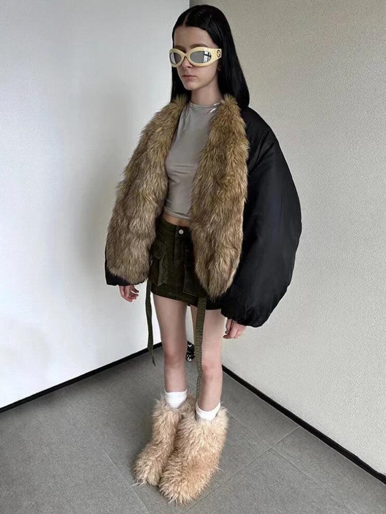 Stylish Work Outfits, Outfit Summer Ideas Faux Fur Puffer Jacket Stylish Work Outfits, Outfit Summer Ideas Faux Fur Puffer Jacket