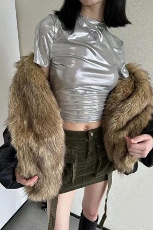 Stylish Work Outfits, Outfit Summer Ideas Faux Fur Puffer Jacket
