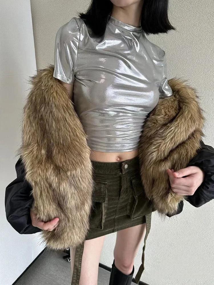 Stylish Work Outfits, Outfit Summer Ideas Faux Fur Puffer Jacket Stylish Work Outfits, Outfit Summer Ideas Faux Fur Puffer Jacket