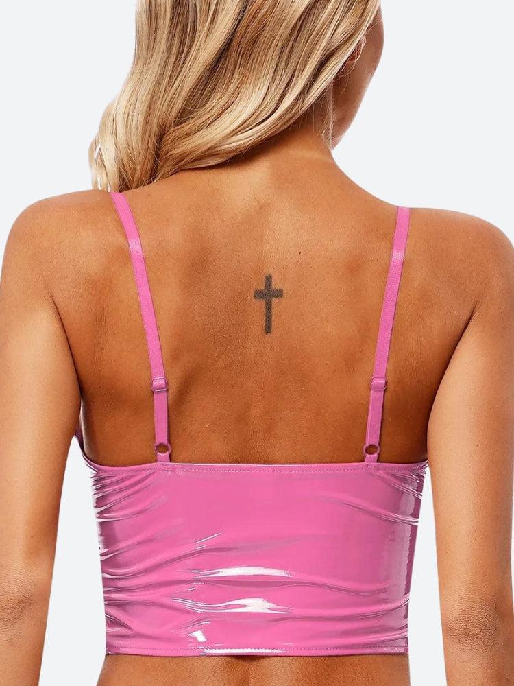 Stylish Work Outfits, Outfit Summer Ideas Faux Leather Bustier Crop Top Stylish Work Outfits, Outfit Summer Ideas Faux Leather Bustier Crop Top