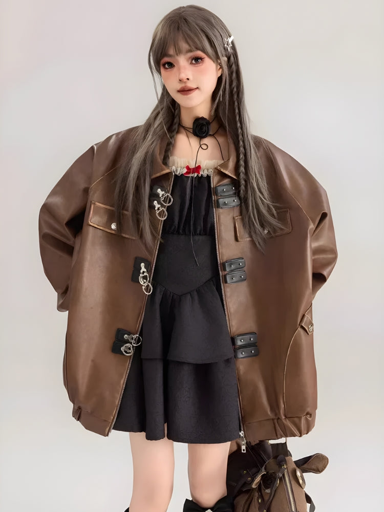 Stylish Work Outfits, Outfit Summer Ideas Faux Leather Oversized Jacket Stylish Work Outfits, Outfit Summer Ideas Faux Leather Oversized Jacket