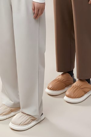 Stylish Work Outfits, Outfit Summer Ideas Faux Leather Puffer Slippers