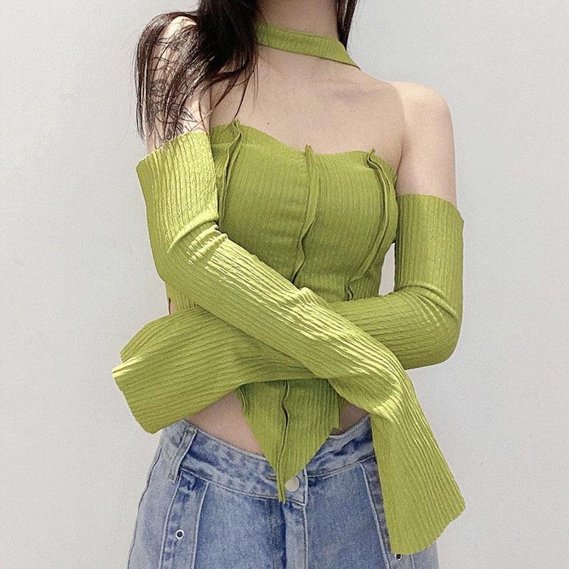 Stylish Work Outfits, Outfit Summer Ideas Flare Sleeved Halter Top Stylish Work Outfits, Outfit Summer Ideas Flare Sleeved Halter Top