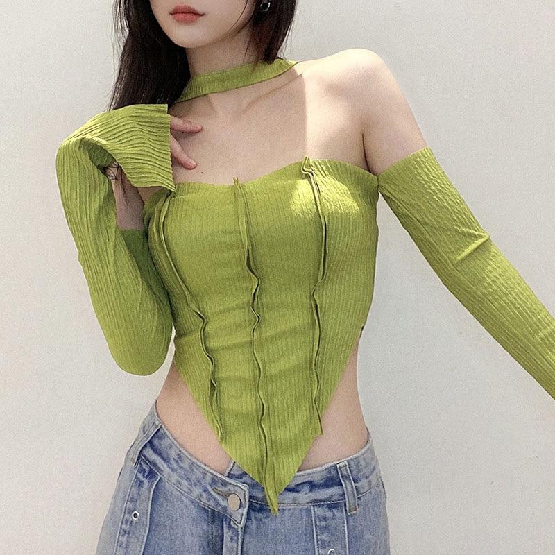 Stylish Work Outfits, Outfit Summer Ideas Flare Sleeved Halter Top