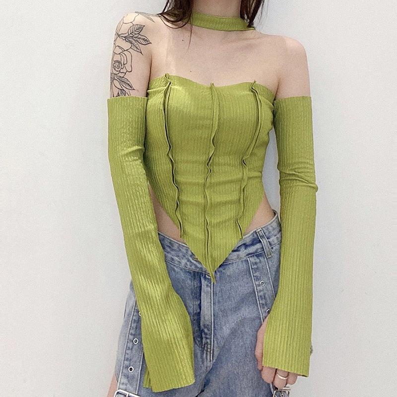 Stylish Work Outfits, Outfit Summer Ideas Flare Sleeved Halter Top Stylish Work Outfits, Outfit Summer Ideas Flare Sleeved Halter Top