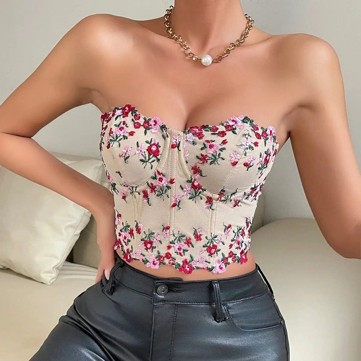 Stylish Work Outfits, Outfit Summer Ideas Floral Corset Top Stylish Work Outfits, Outfit Summer Ideas Floral Corset Top