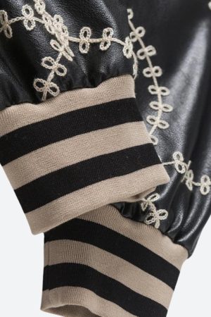 Stylish Work Outfits, Outfit Summer Ideas Floral Embroidered Bomber Jacket