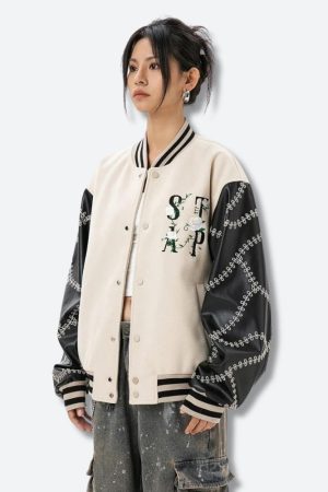 Stylish Work Outfits, Outfit Summer Ideas Floral Embroidered Bomber Jacket