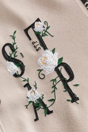 Stylish Work Outfits, Outfit Summer Ideas Floral Embroidered Bomber Jacket