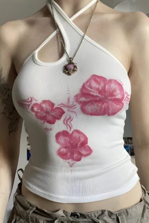 Stylish Work Outfits, Outfit Summer Ideas Floral Halter Neck Top