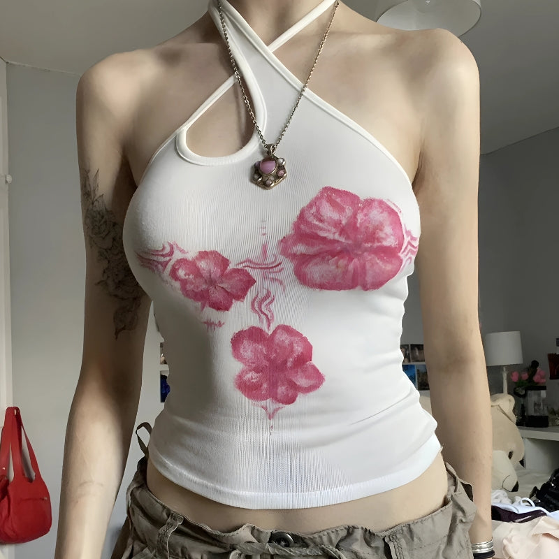 Stylish Work Outfits, Outfit Summer Ideas Floral Halter Neck Top
