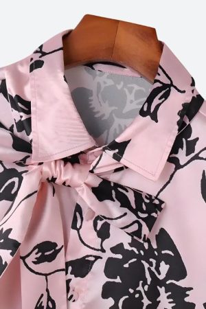 Stylish Work Outfits, Outfit Summer Ideas Floral Neck Tie Satin Top