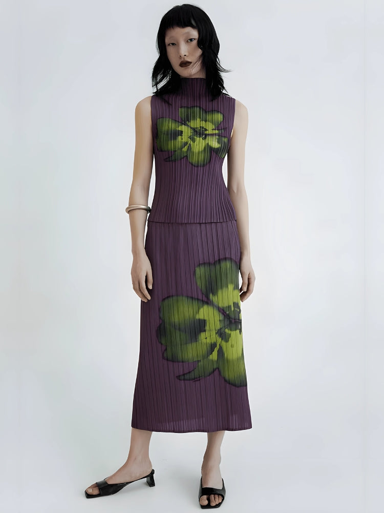 Stylish Work Outfits, Outfit Summer Ideas Floral Top & Midi Skirt Two Piece Set