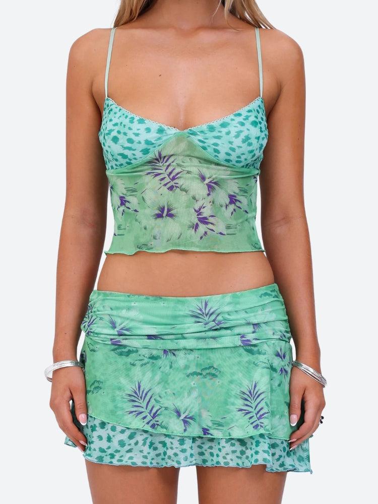 Stylish Work Outfits, Outfit Summer Ideas Floral Top & Mini Skirt Two Piece Set