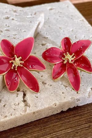 Stylish Work Outfits, Outfit Summer Ideas Flower Gold Stud Earrings