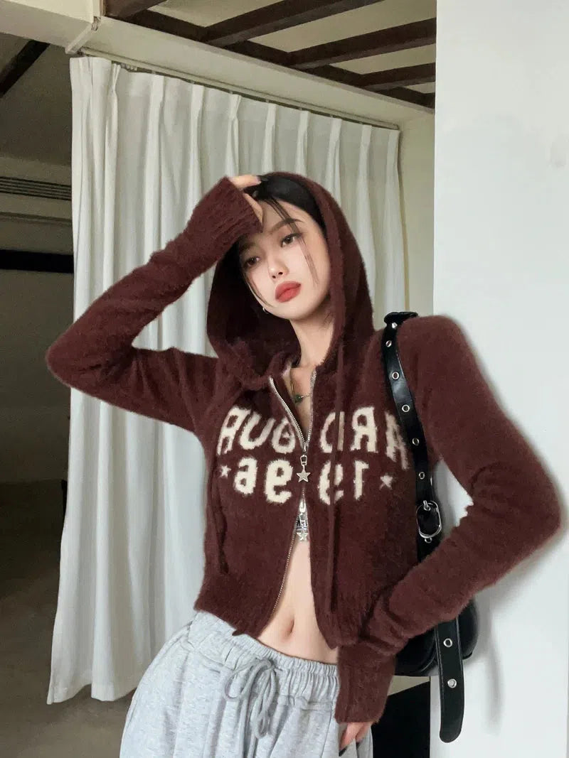 Stylish Work Outfits, Outfit Summer Ideas Fluffy Double Zip-Up Hoodie