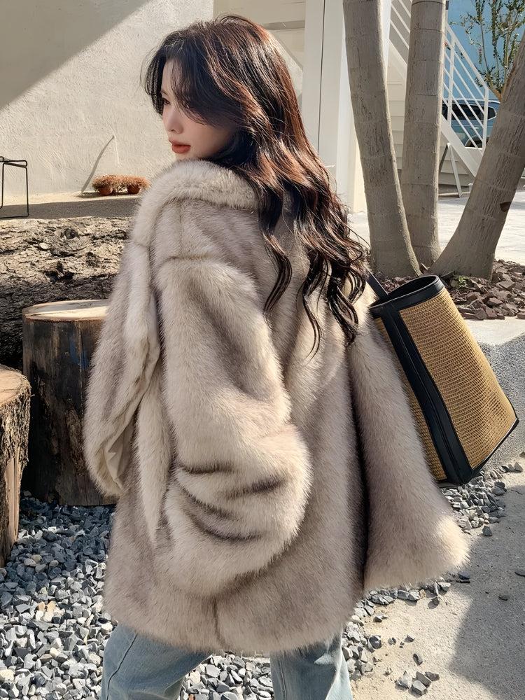 Stylish Work Outfits, Outfit Summer Ideas Fluffy Faux Fur Jacket