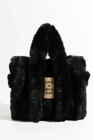 Stylish Work Outfits, Outfit Summer Ideas Fluffy Faux Fur Tote Bag