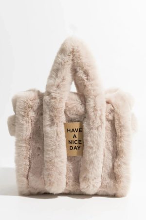 Stylish Work Outfits, Outfit Summer Ideas Fluffy Faux Fur Tote Bag