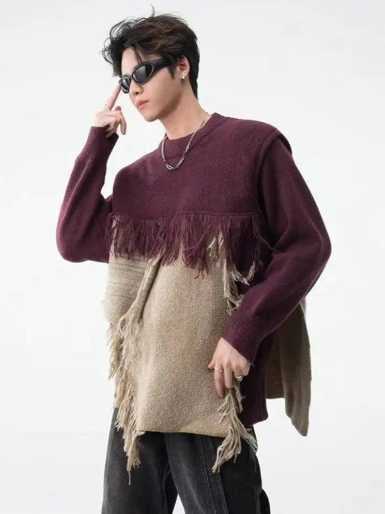 Stylish Work Outfits, Outfit Summer Ideas Fringe Patchwork Knitted Sweater Stylish Work Outfits, Outfit Summer Ideas Fringe Patchwork Knitted Sweater