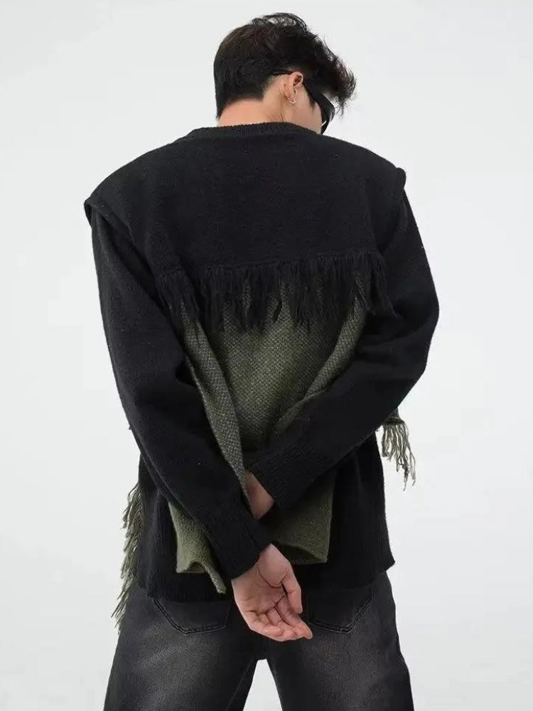 Stylish Work Outfits, Outfit Summer Ideas Fringe Patchwork Knitted Sweater Stylish Work Outfits, Outfit Summer Ideas Fringe Patchwork Knitted Sweater