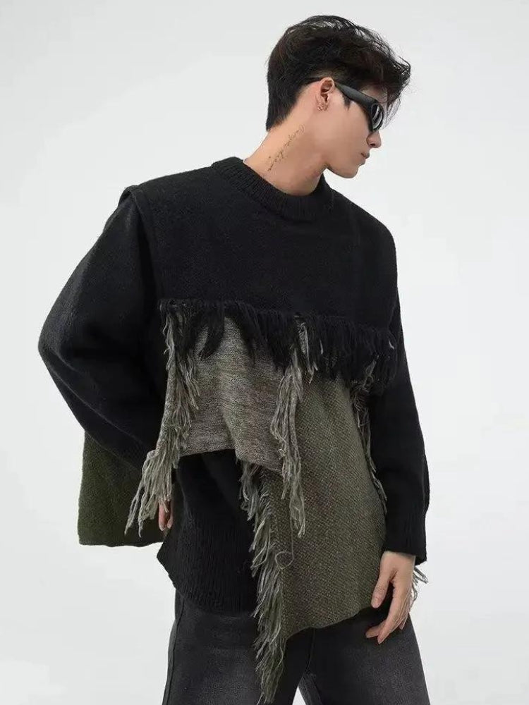 Stylish Work Outfits, Outfit Summer Ideas Fringe Patchwork Knitted Sweater Stylish Work Outfits, Outfit Summer Ideas Fringe Patchwork Knitted Sweater