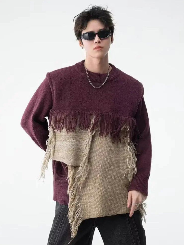 Stylish Work Outfits, Outfit Summer Ideas Fringe Patchwork Knitted Sweater Stylish Work Outfits, Outfit Summer Ideas Fringe Patchwork Knitted Sweater