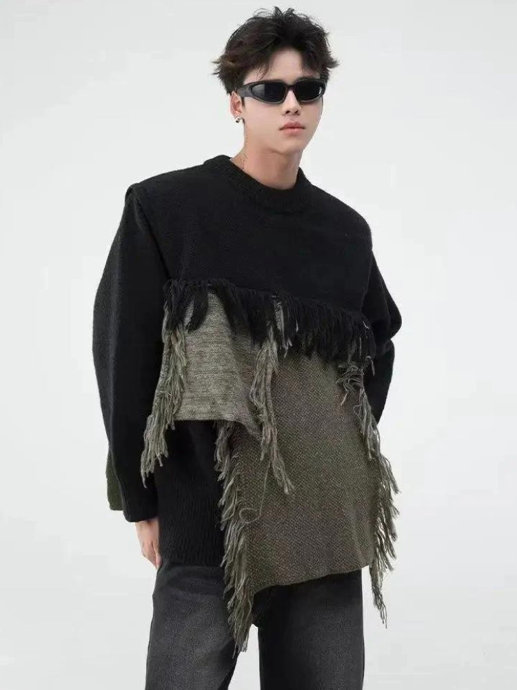 Stylish Work Outfits, Outfit Summer Ideas Fringe Patchwork Knitted Sweater Stylish Work Outfits, Outfit Summer Ideas Fringe Patchwork Knitted Sweater