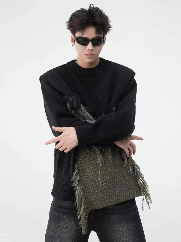 Stylish Work Outfits, Outfit Summer Ideas Fringe Patchwork Knitted Sweater Stylish Work Outfits, Outfit Summer Ideas Fringe Patchwork Knitted Sweater