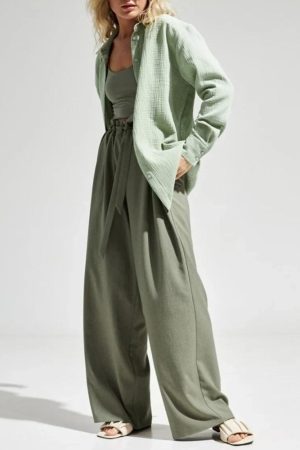 Stylish Work Outfits, Outfit Summer Ideas Gauze Shirt