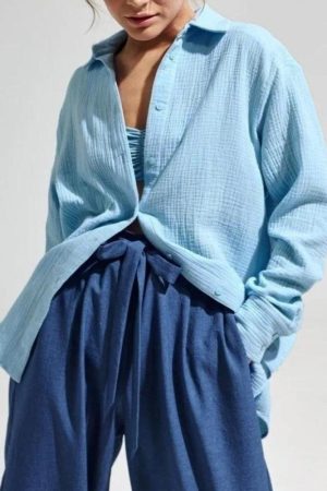 Stylish Work Outfits, Outfit Summer Ideas Gauze Shirt