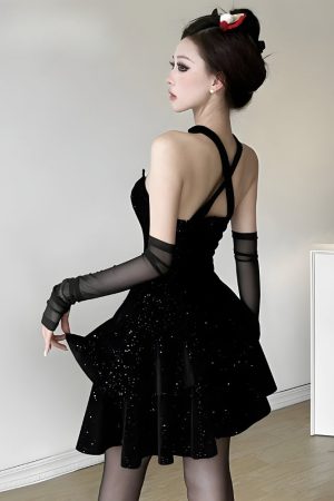 Stylish Work Outfits, Outfit Summer Ideas Glitter Asymmetric Mini Dress