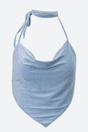 Stylish Work Outfits, Outfit Summer Ideas Glitter Backless Crop Top