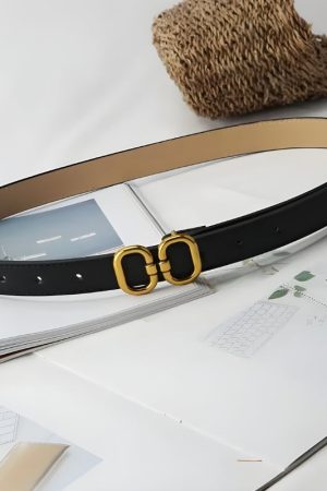 Stylish Work Outfits, Outfit Summer Ideas Golden Buckle Skinny Belt