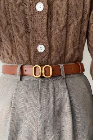 Stylish Work Outfits, Outfit Summer Ideas Golden Buckle Skinny Belt