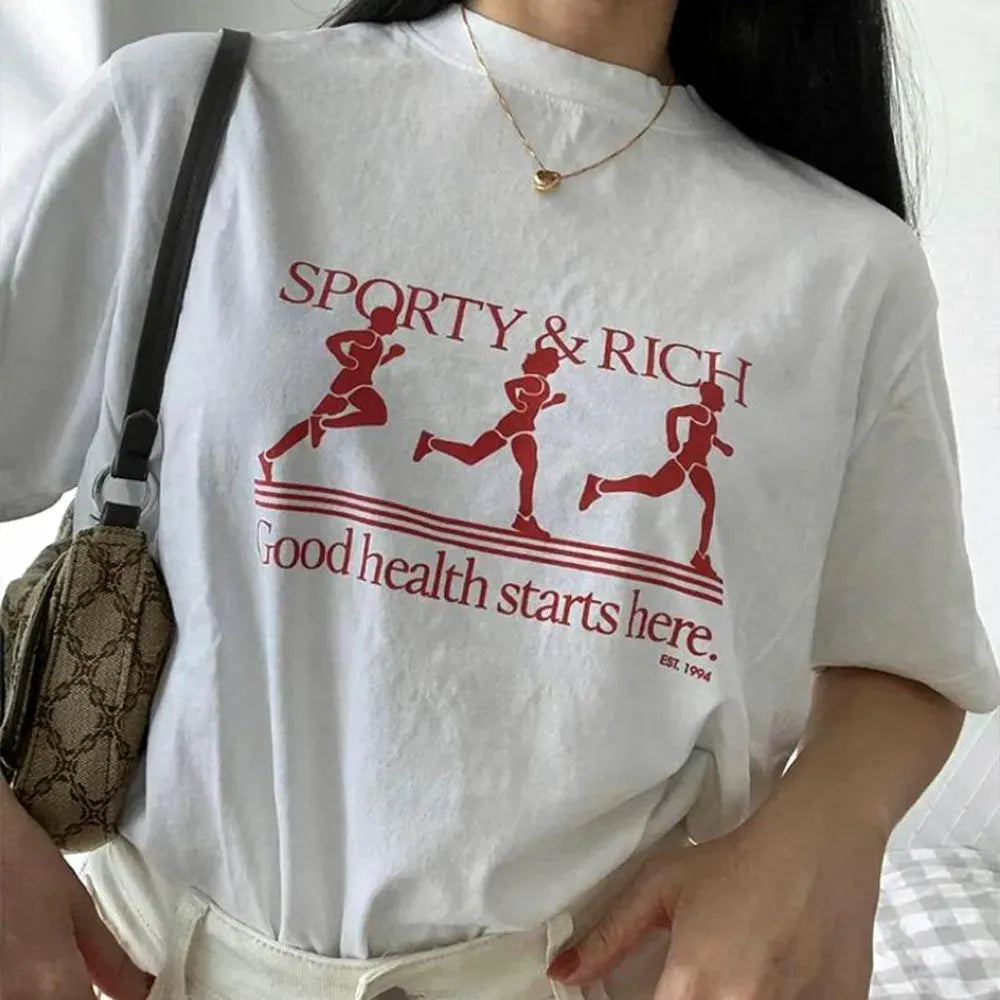 Stylish Work Outfits, Outfit Summer Ideas Good Health Starts Sport Graphic Tee