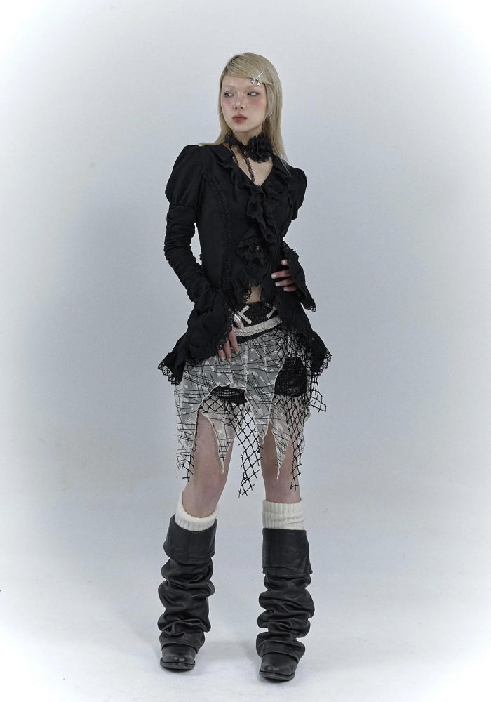 Stylish Work Outfits, Outfit Summer Ideas Goth Asymmetric Ruched Sleeve Blouse Stylish Work Outfits, Outfit Summer Ideas Goth Asymmetric Ruched Sleeve Blouse