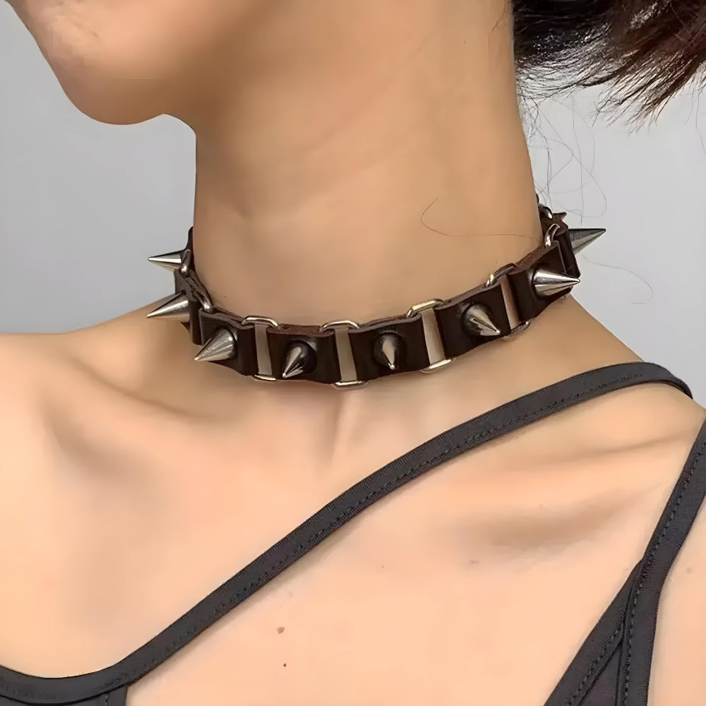 Stylish Work Outfits, Outfit Summer Ideas Goth Barbed Choker Collar Necklace